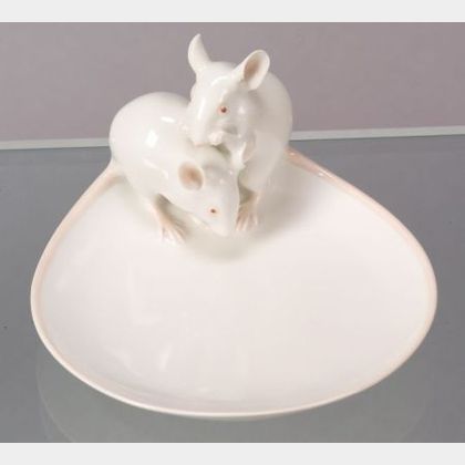 Bing & Grondahl Porcelain Two White Mice Tray