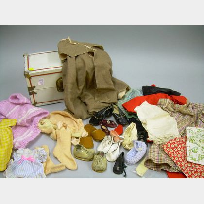 Lot of Assorted Doll Clothes and a Ginny Trunk with Clothing