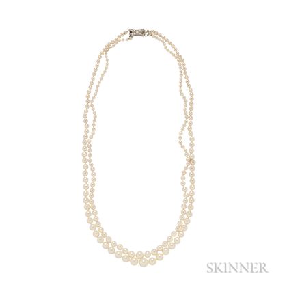 Art Deco Cultured Pearl Double-strand Necklace