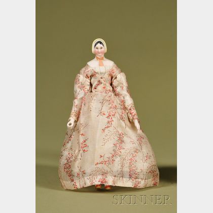 Rare Molded Bonnet China Lady with Wood Body