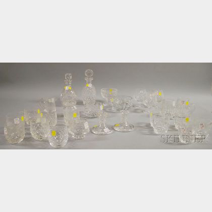 Twenty-two pieces of Waterford Colorless Cut Crystal Tableware and Four Pieces of Assorted Colorless Cut Glass