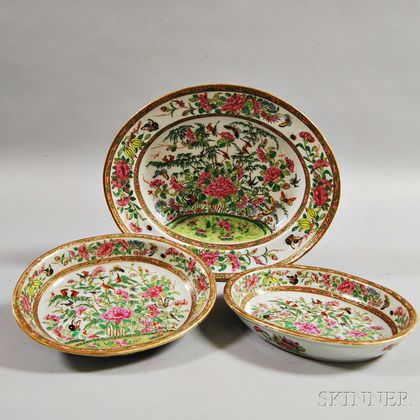 Three Famille Rose Porcelain Dishes