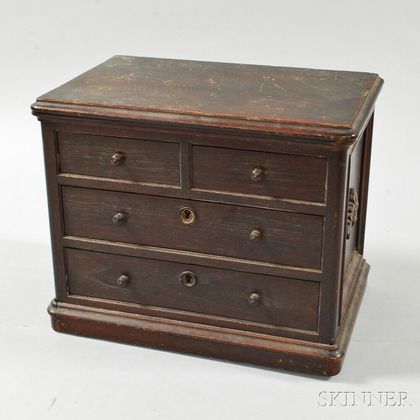 Miniature Carved Oak Chest of Drawers