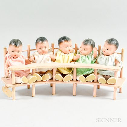 Dionne Quintuplet Dolls on a Bench. Estimate $20-200