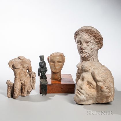 Five Carved Stone or Pottery Items