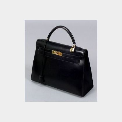 Black Leather &#34;Kelly&#34; Handbag