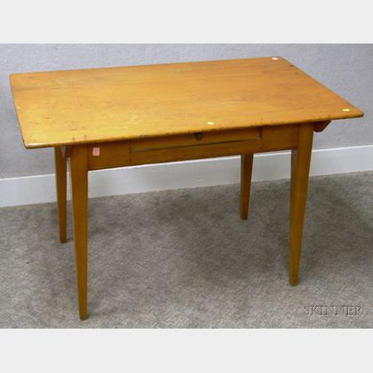 Country Federal Pine and Maple One-Drawer Kitchen Table. 