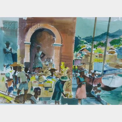 Laurence Philip Sisson (American, b. 1928) Grenada Market