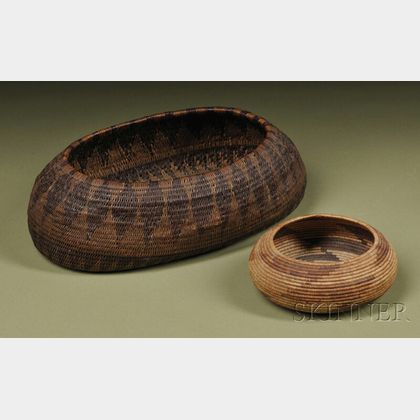 Two Pomo Coiled Basketry Bowls