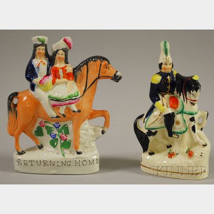 Two Staffordshire Ceramic Figurals of Royalty on Horseback