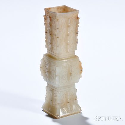 Nephrite Jade Miniature Gu Vase
