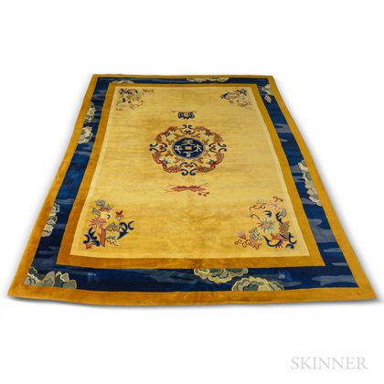 Chinese Room-size Carpet with Gold Ground. Estimate $400-600