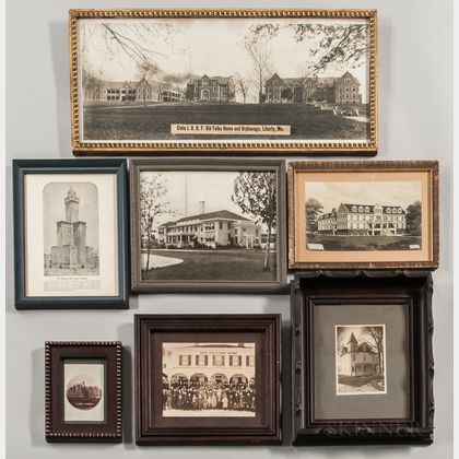 Seven Framed Photographs of Odd Fellows Lodges and Homes