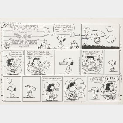 Charles M. Schulz (American, 1922-2000) Peanuts ® Sunday Comic Strip: What'd You Leave it Over There For? 