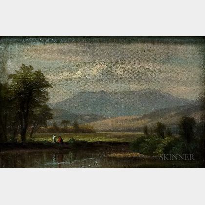 Attributed to Worthington Whittredge (American, 1820-1910) Hudson Valley Oil Sketch