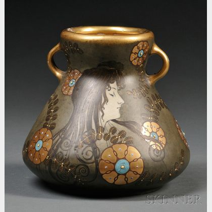 Amphora-type Art Nouveau Ceramic Vase