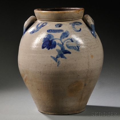 Salt-glazed and Cobalt-decorated Six-gallon Stoneware Storage Jar