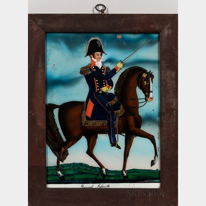 Reverse-painting on Glass "General Lafaiette,"