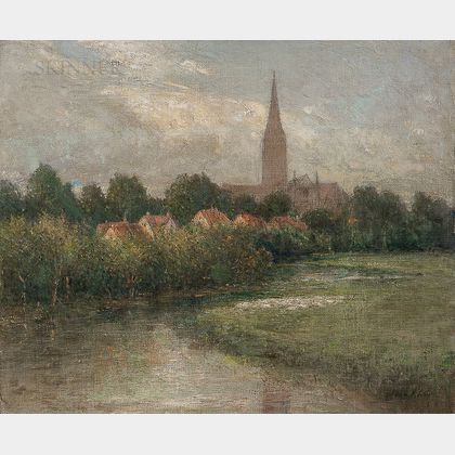 John Ferguson Weir (American, 1841-1926) Salisbury Cathedral