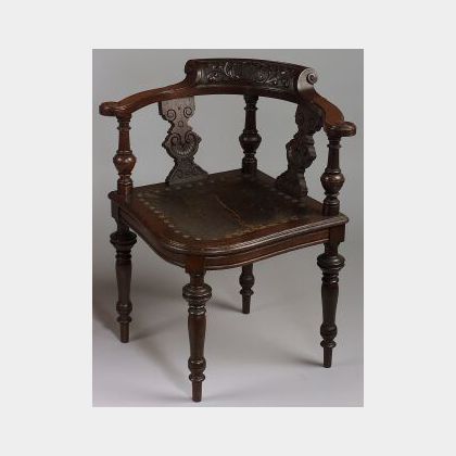 Renaissance Revival Carved Oak Corner Chair