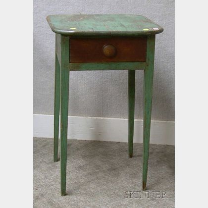 Green-painted Country Federal One-Drawer Stand. 