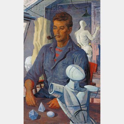 Norman Millet Thomas (American, b. 1915) The Sculptor's Studio