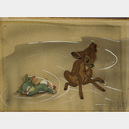 Walt Disney Studios (American, 20th Century) Bambi and Thumper/An Animation Cel from Bambi