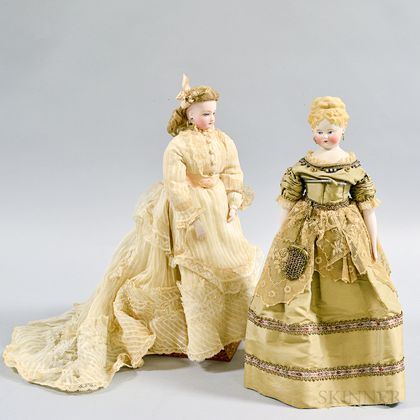 Bisque Shoulder Head Doll and a Bisque French Fashion Doll