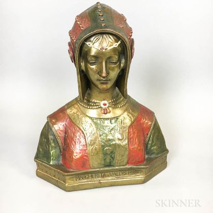 Polychrome Copper-clad Bust of Margherita di Valois