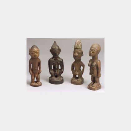 Four African Carved Wood Ibeji Dolls