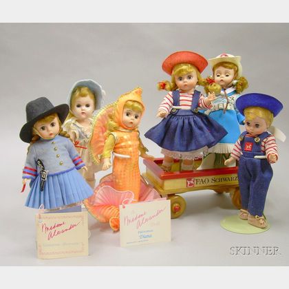 Six Contemporary Plastic Dolls