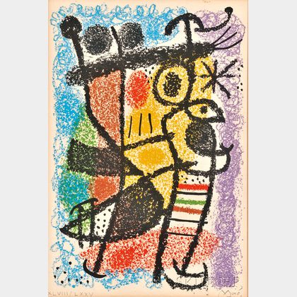 Joan Miró (Spanish, 1893-1983) Plate from the CATALOGUE DE L'EXPOSITION "CARTONES,"