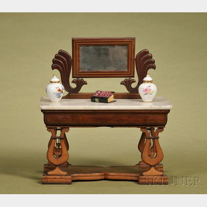 Classical Mahogany and Marble-top Dressing Table with Mirror
