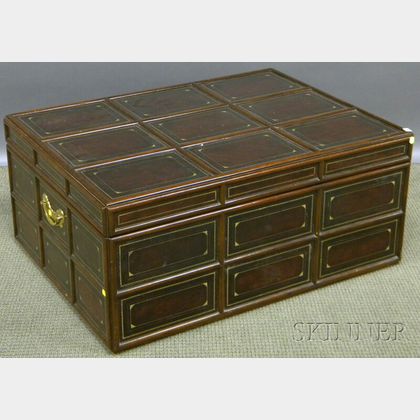 Maitland-Smith Mahogany-bound Gilt-tooled Leather-clad Trunk-form Coffee Table