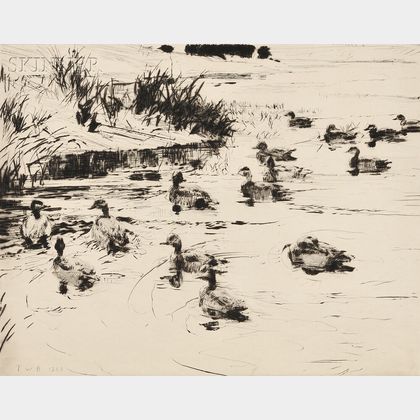Frank Weston Benson (American, 1862-1951) Ducks at Play