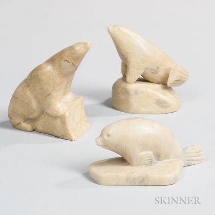 Three Carved Soapstone Figures