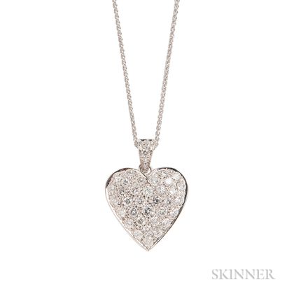 18kt White Gold and Diamond Heart Pendant