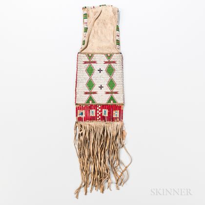 Plains Beaded Hide and Quill Pipe Bag