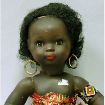 Black Painted Papier-mache Baby Doll
