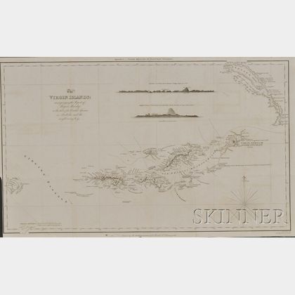 English Engraved Map of the Virgin Islands Related to the Slave Trade