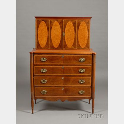 Federal Wavy Birch and Mahogany and Bird's-eye Maple Inlaid Chest of Drawers