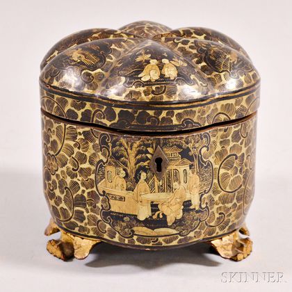 Pewter Tea Caddy in a Lacquered Wood Box