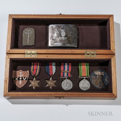 Identified British Medals, Patches, and Cigarette Case