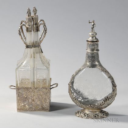 Two Pieces of German Silver-mounted Glass Tableware
