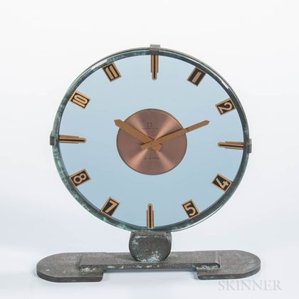 Unusual Brass and Glass Omega Presentation Clock
