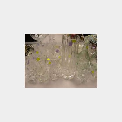 Set of Twelve Colorless Cut Glass Tumblers and a Large Group of Assorted Colorless Pressed, Etched, and Cut Glass Tableware. 