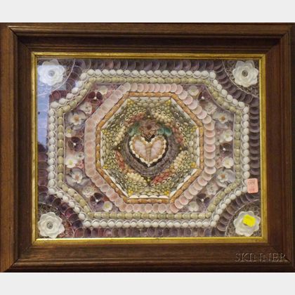 Walnut Framed Seashell Mosaic Sailor's Valentine