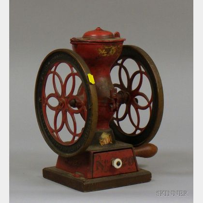 Landers Frary & Clark Mfg. Co. Painted and Transfer Decorated Cast Iron Coffee Mill/Grinder