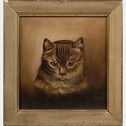 American School, 19th Century Portrait of a Tabby Cat.