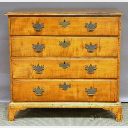Chippendale-style Maple Four-drawer Bureau